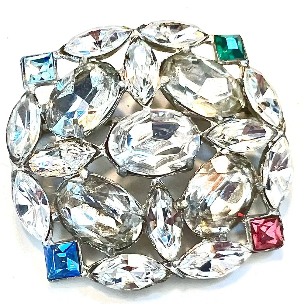 Vintage Rhinestone Brooch Statement Pin Runway Large